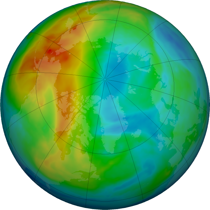 Arctic ozone map for 05 December 2023